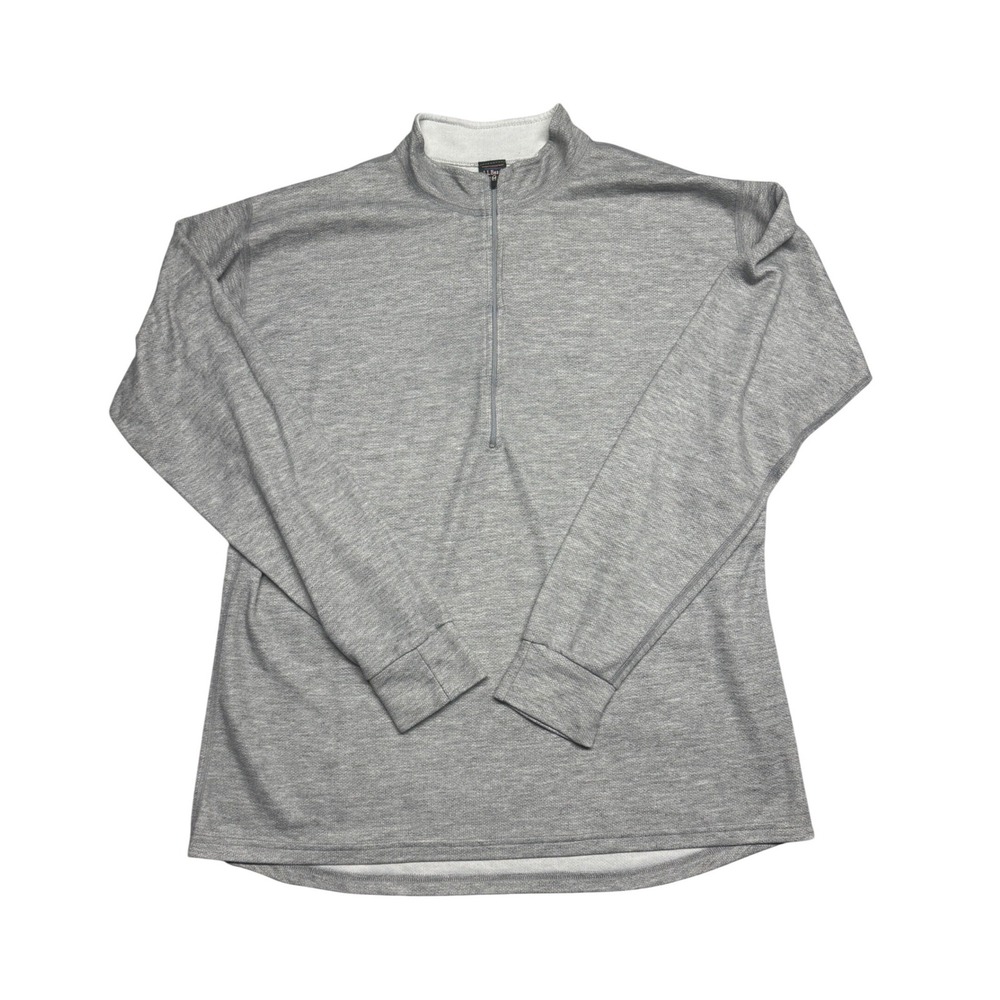 Vintage USA LL Bean XL Tall Gray Quarter Zip Pullover Performance Thumbhole XD09